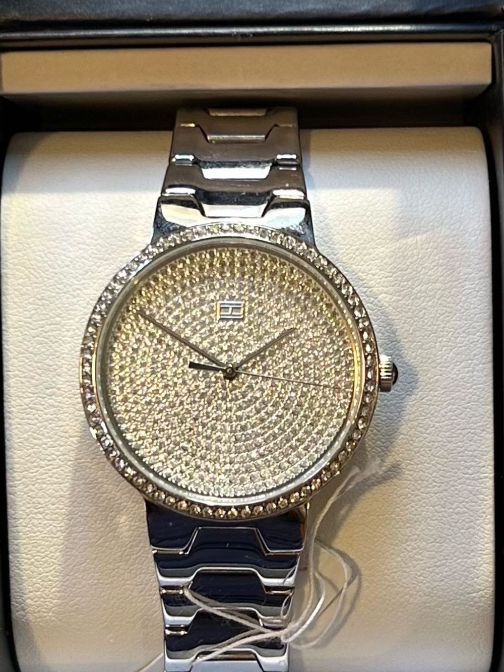 Tommy Hilfiger Watch With 36mm Crystal Pave Face with silver bracelet